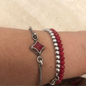 Silver bracelet with a red gold stone. Made in Mexico